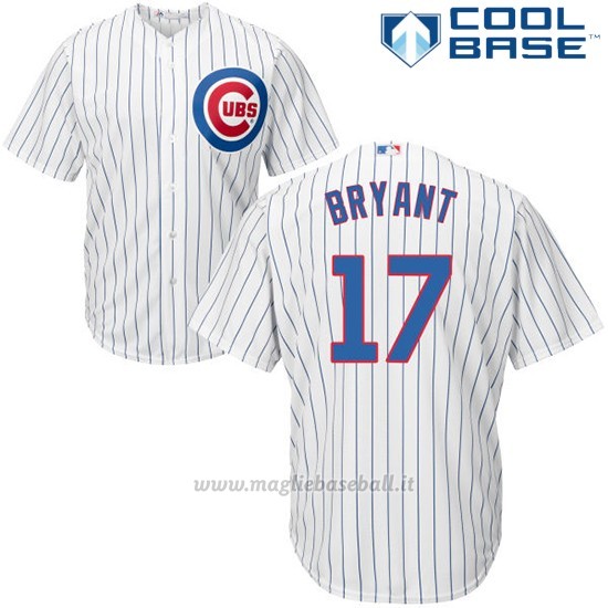 Maglia Baseball Uomo Chicago Cubs 17 Kris Bryant Bianco Autentico Collezione Cool Base